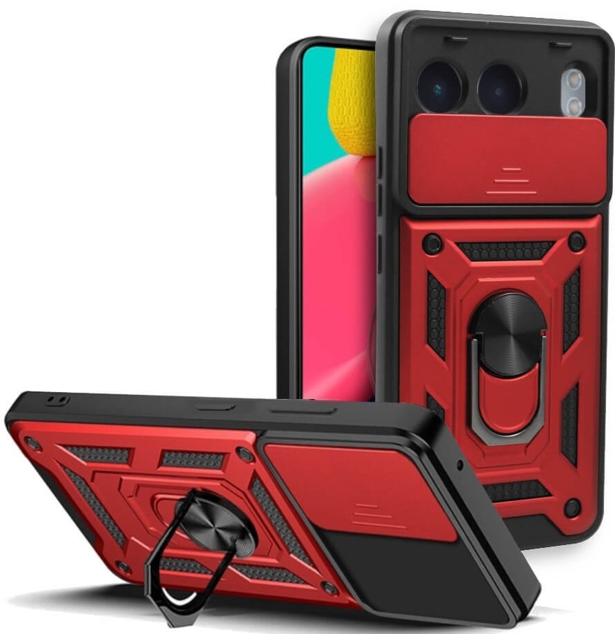 Θήκη OnePlus Nord 4 - Bodycell Armor Slide Ανθεκτική με Κάλυμμα για την Κάμερα & Μεταλλικό Ring Holder - Red
