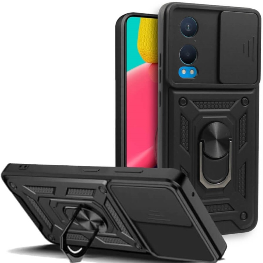 Θήκη OnePlus Nord CE4 Lite - Bodycell Armor Slide Ανθεκτική με Κάλυμμα για την Κάμερα & Μεταλλικό Ring Holder - Black