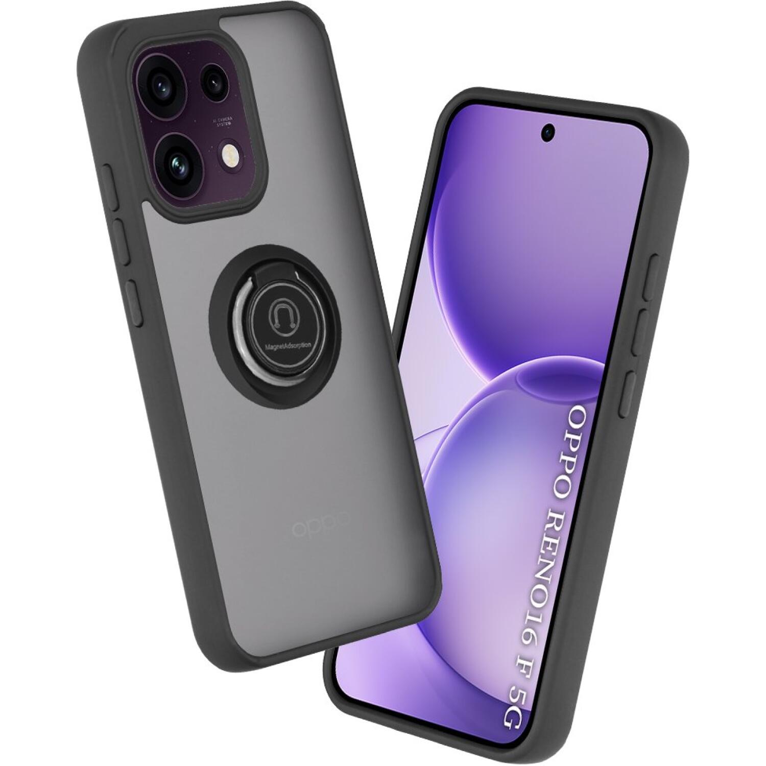 Θήκη Oppo Reno16 F / 16 FS Techsuit Glinth Σκληρή Ημιδιάφανη με Μεταλλικό Ring Holder Black