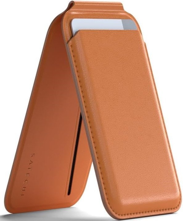 Θήκη / Πορτοφόλι Satechi Vegan Wallet Stand με MagSafe για Κάρτες / Αναδιπλούμενη Βάση από Δέρμα Vegan Orange