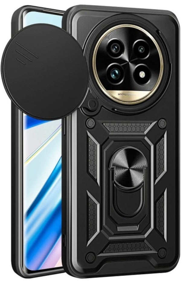 Θήκη Realme 13 Pro / 13 Pro Plus - Bodycell Armor Slide Ανθεκτική με Κάλυμμα για την Κάμερα & Μεταλλικό Ring Holder - Black (5206015078699)