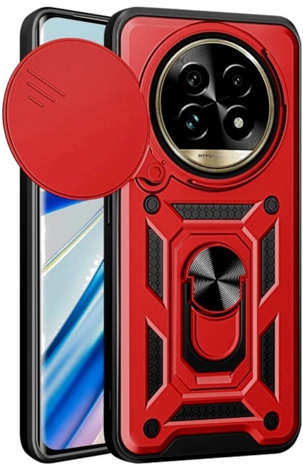 Θήκη Realme 13 Pro / 13 Pro Plus - Bodycell Armor Slide Ανθεκτική με Κάλυμμα για την Κάμερα & Μεταλλικό Ring Holder - Red