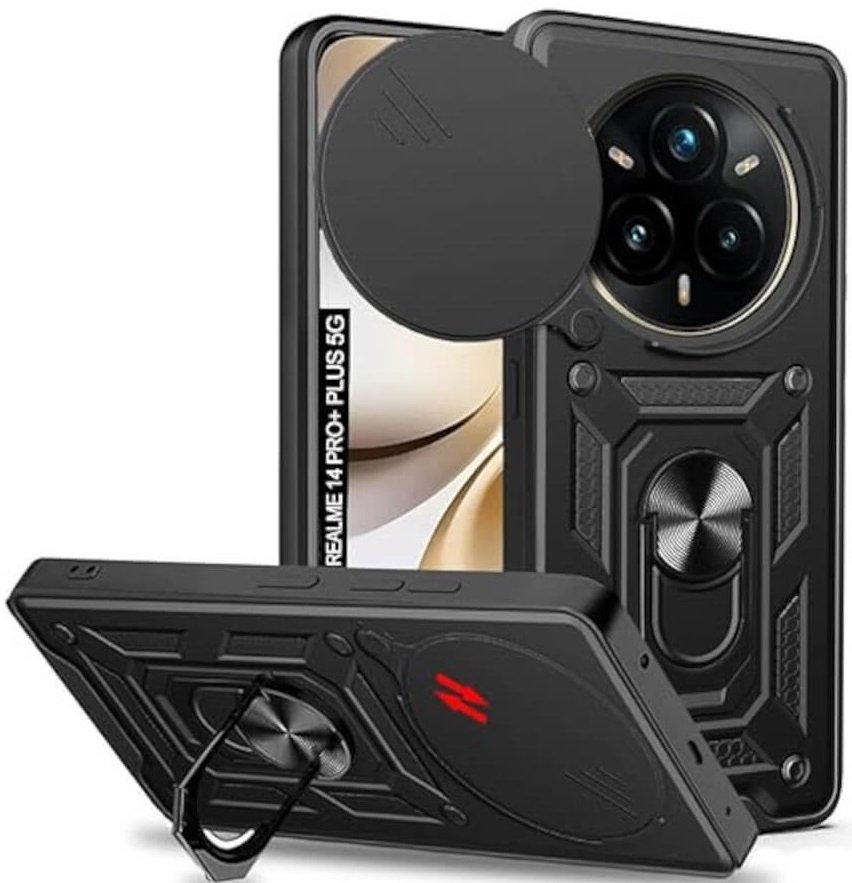 Θήκη Realme 14 Pro Plus Bodycell Armor Slide Ανθεκτική με Κάλυμμα για την Κάμερα & Μεταλλικό Ring Holder Black