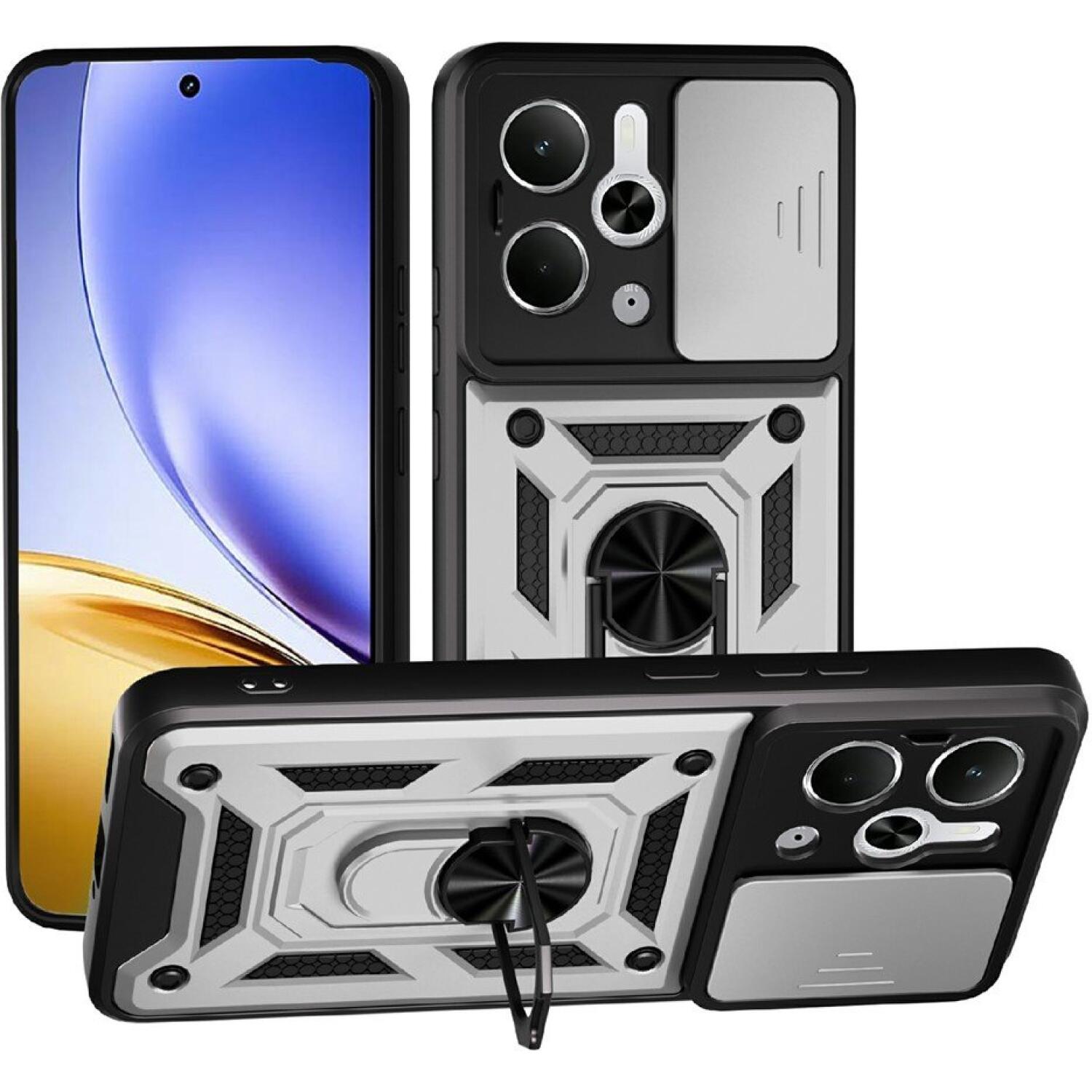 Θήκη Realme P3 Bodycell Armor Slide Ανθεκτική με Κάλυμμα για την Κάμερα & Μεταλλικό Ring Holder Silver