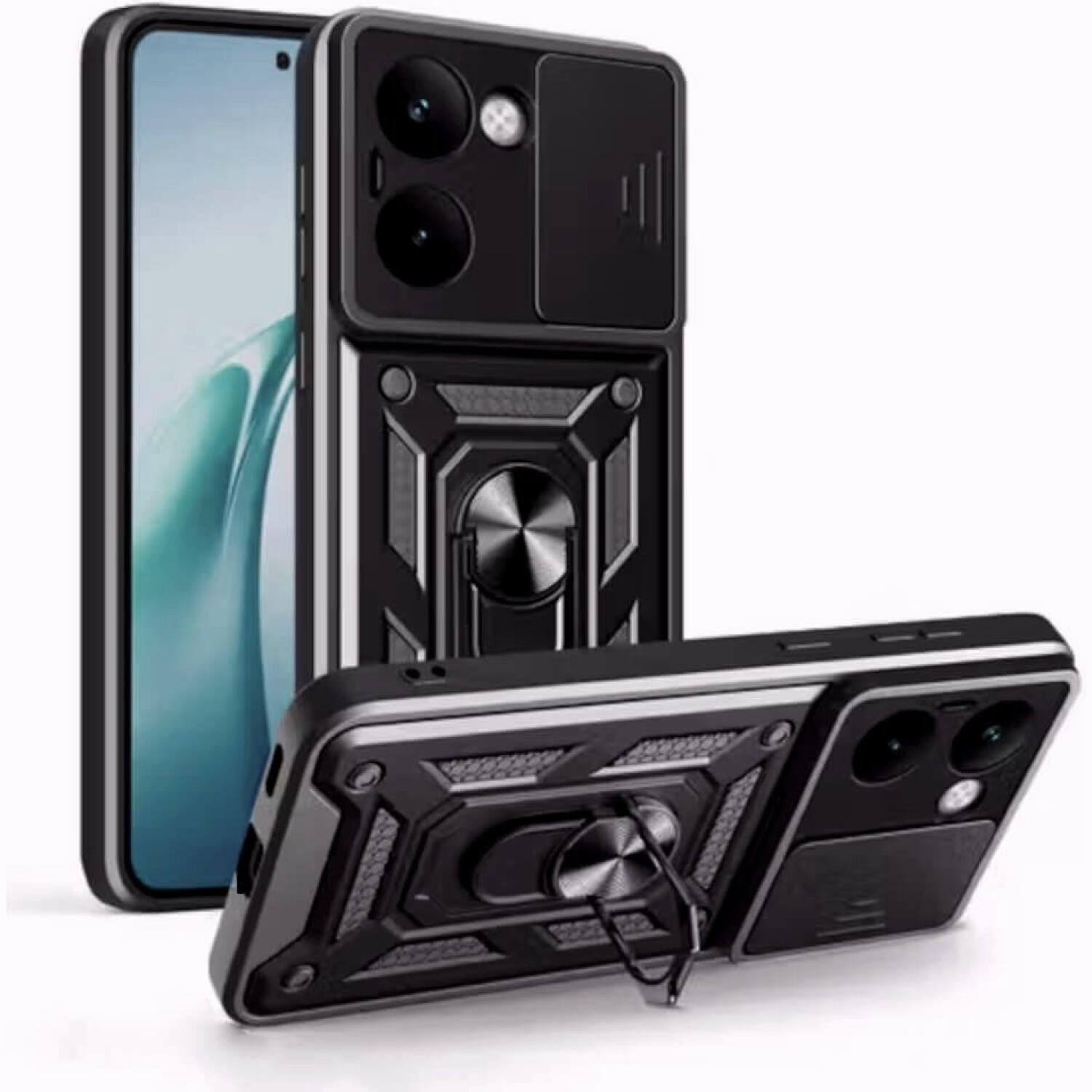 Θήκη Realme P3 Ultra Bodycell Armor Slide Ανθεκτική με Κάλυμμα για την Κάμερα & Μεταλλικό Ring Holder Black