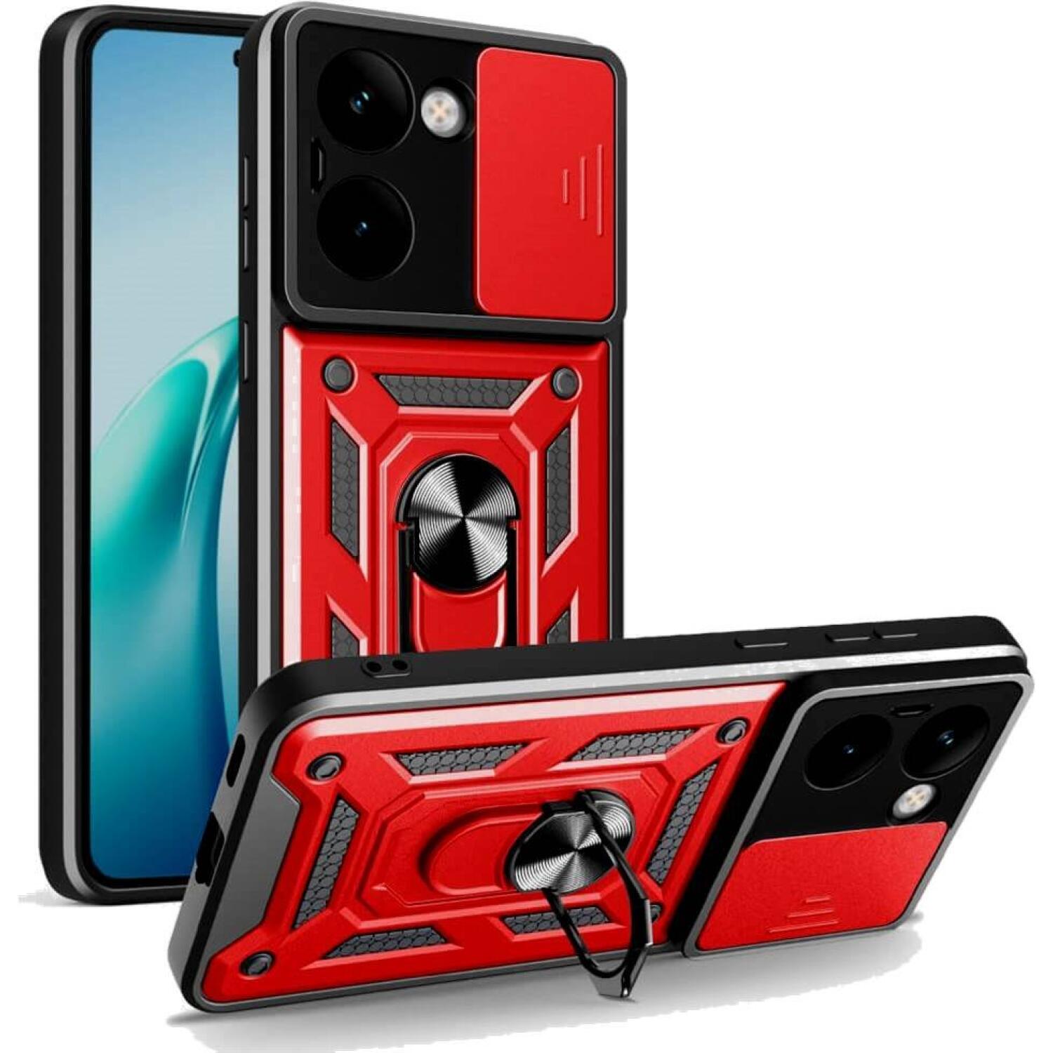 Θήκη Realme P3 Ultra Bodycell Armor Slide Ανθεκτική με Κάλυμμα για την Κάμερα & Μεταλλικό Ring Holder Red