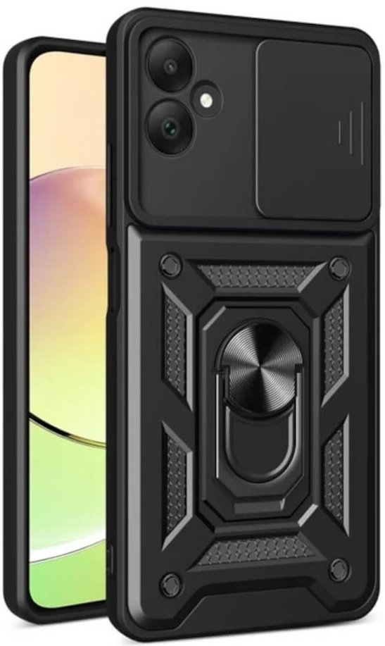 Θήκη Samsung Galaxy A06 Bodycell Armor Slide Ανθεκτική με Κάλυμμα για την Κάμερα & Μεταλλικό Ring Holder Black