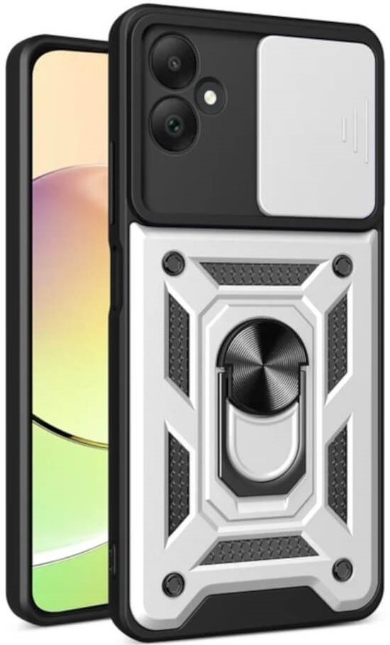 Θήκη Samsung Galaxy A06 Bodycell Armor Slide Ανθεκτική με Κάλυμμα για την Κάμερα & Μεταλλικό Ring Holder Silver