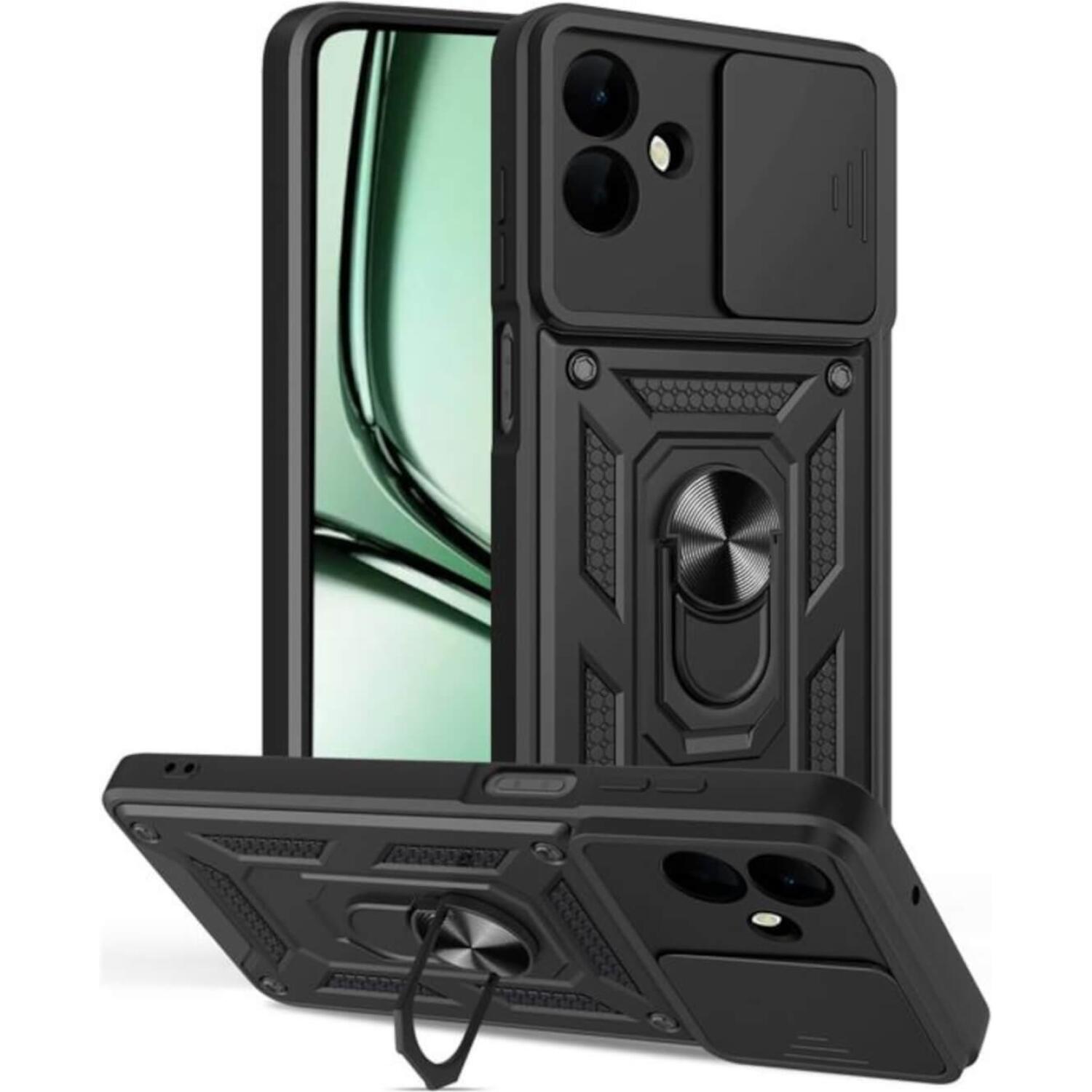 Θήκη Samsung Galaxy A07 4G Bodycell Armor Slide Ανθεκτική με Κάλυμμα για την Κάμερα & Μεταλλικό Ring Holder - Black (5206015084201)