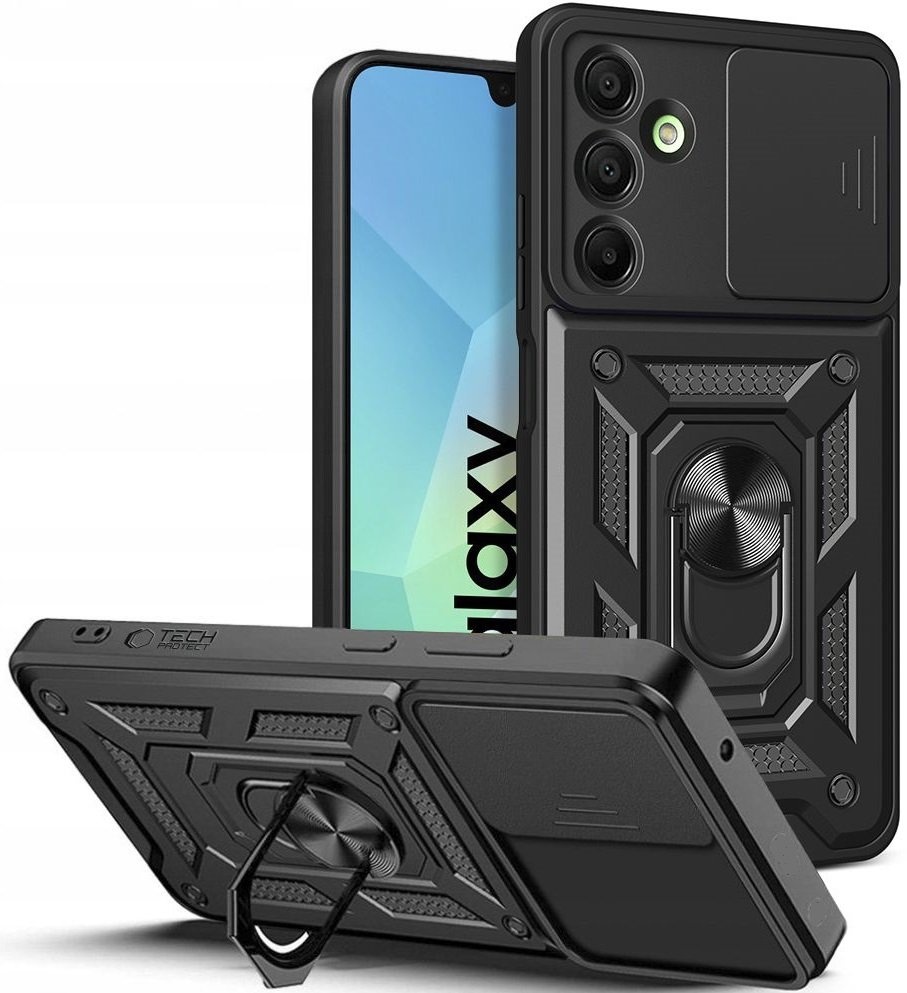 Θήκη Samsung Galaxy A16 Tech-Protect Camshield Pro Ανθεκτική με Κάλυμμα για την Κάμερα & Ring Holder Black