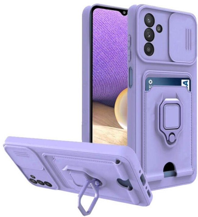 Θήκη Samsung Galaxy A26 Bodycell Multifunction με Λουράκι Λαιμού / Κάλυμμα Κάμερας / Ring Holder & Υποδοχή Κάρτας Purple