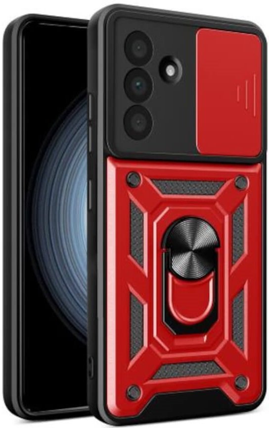 Θήκη Samsung Galaxy A36 Bodycell Armor Slide Ανθεκτική με Κάλυμμα για την Κάμερα & Μεταλλικό Ring Holder Red