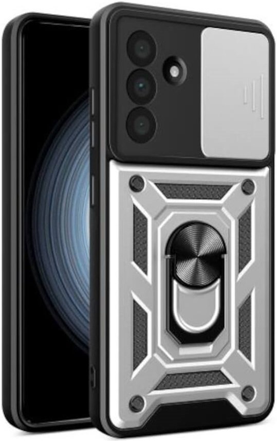 Θήκη Samsung Galaxy A36 Bodycell Armor Slide Ανθεκτική με Κάλυμμα για την Κάμερα & Μεταλλικό Ring Holder Silver