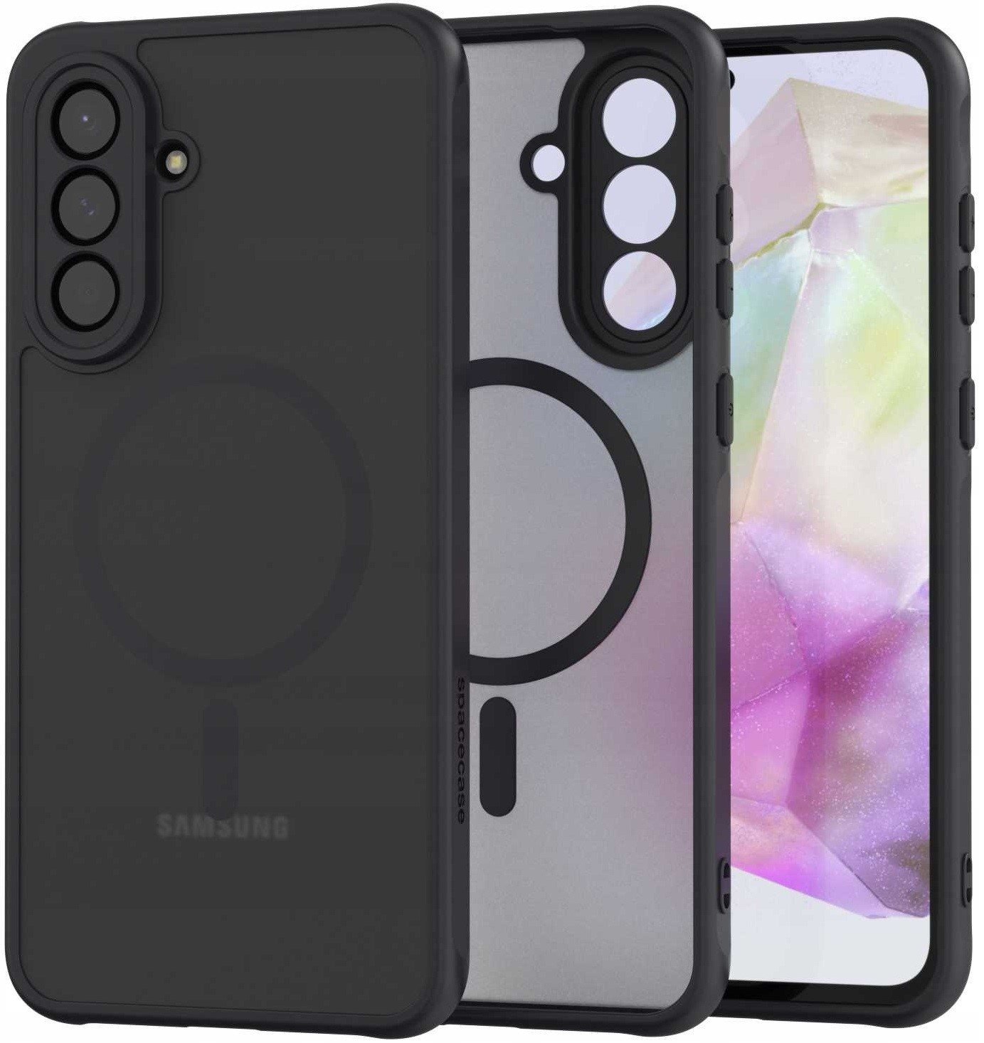 Θήκη Samsung Galaxy A36 Spacecase Hybrid MagSafe Σκληρή Ημιδιάφανη με MagSafe Black