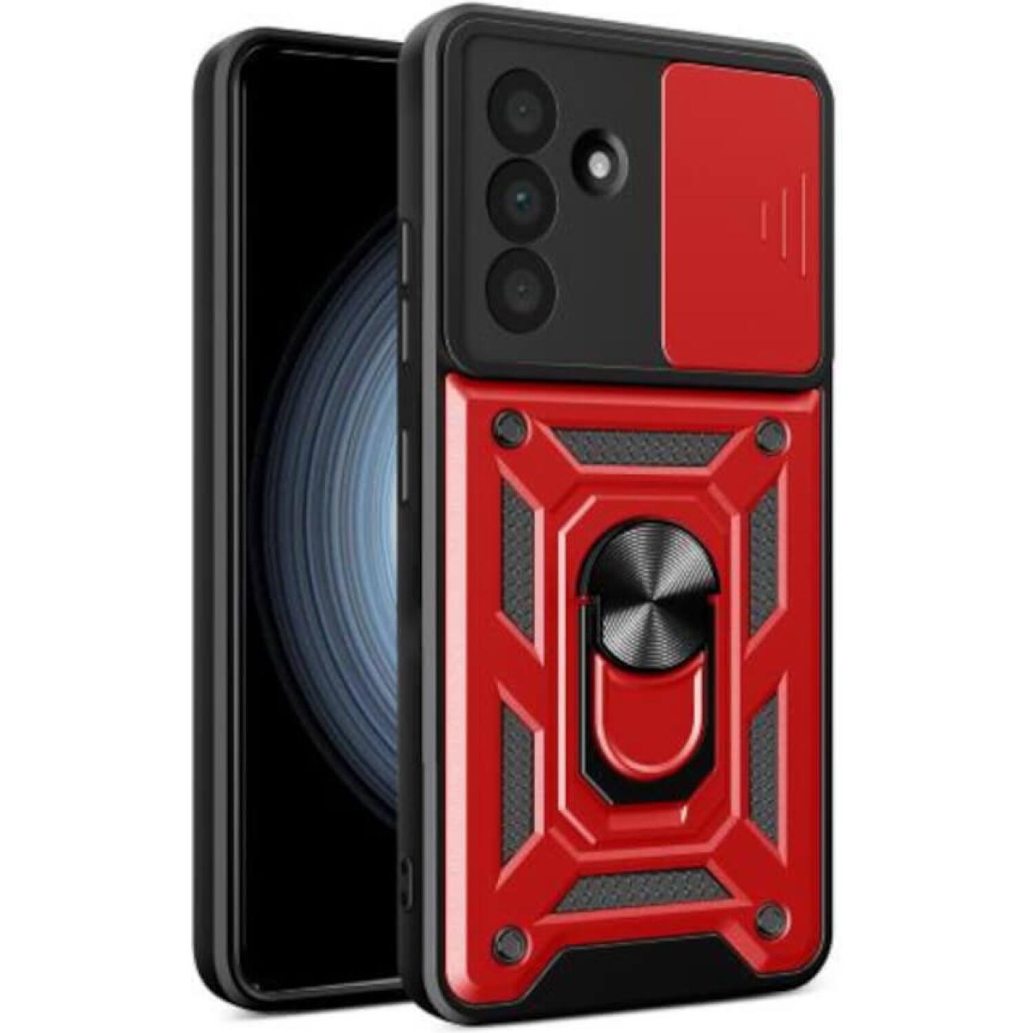 Θήκη Samsung Galaxy A37 Bodycell Armor Slide Ανθεκτική με Κάλυμμα για την Κάμερα & Μεταλλικό Ring Holder - Red (5206015085949)