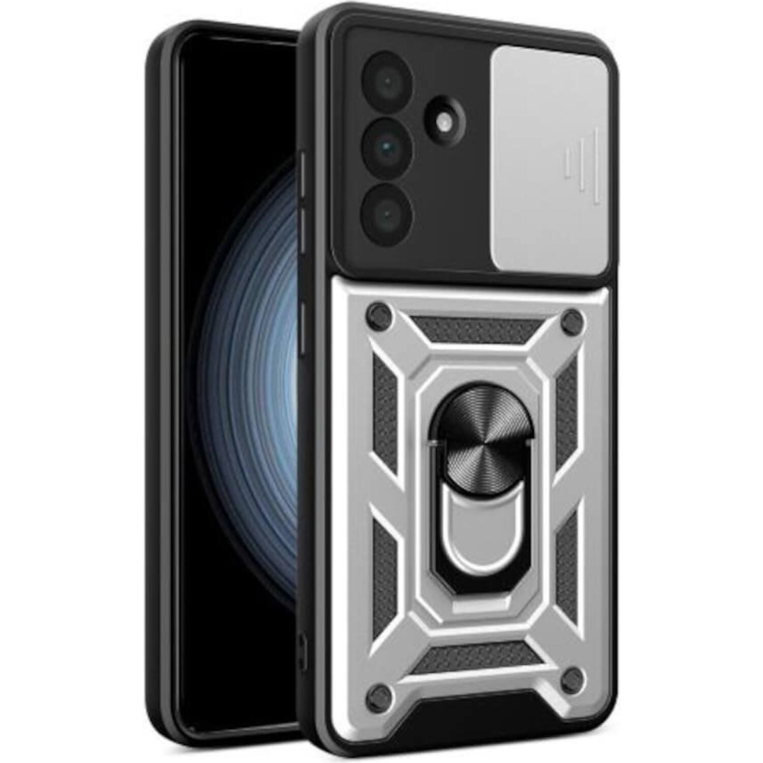 Θήκη Samsung Galaxy A37 Bodycell Armor Slide Ανθεκτική με Κάλυμμα για την Κάμερα & Μεταλλικό Ring Holder - Silver (5206015085956)