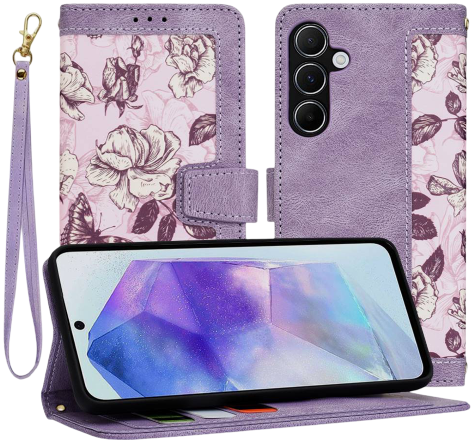 Θήκη Samsung Galaxy A55 Techsuit FlipCraft Πορτοφόλι από Οικολογικό Δέρμα με Αποσπώμενο Λουράκι Χειρός Mysterious Purple