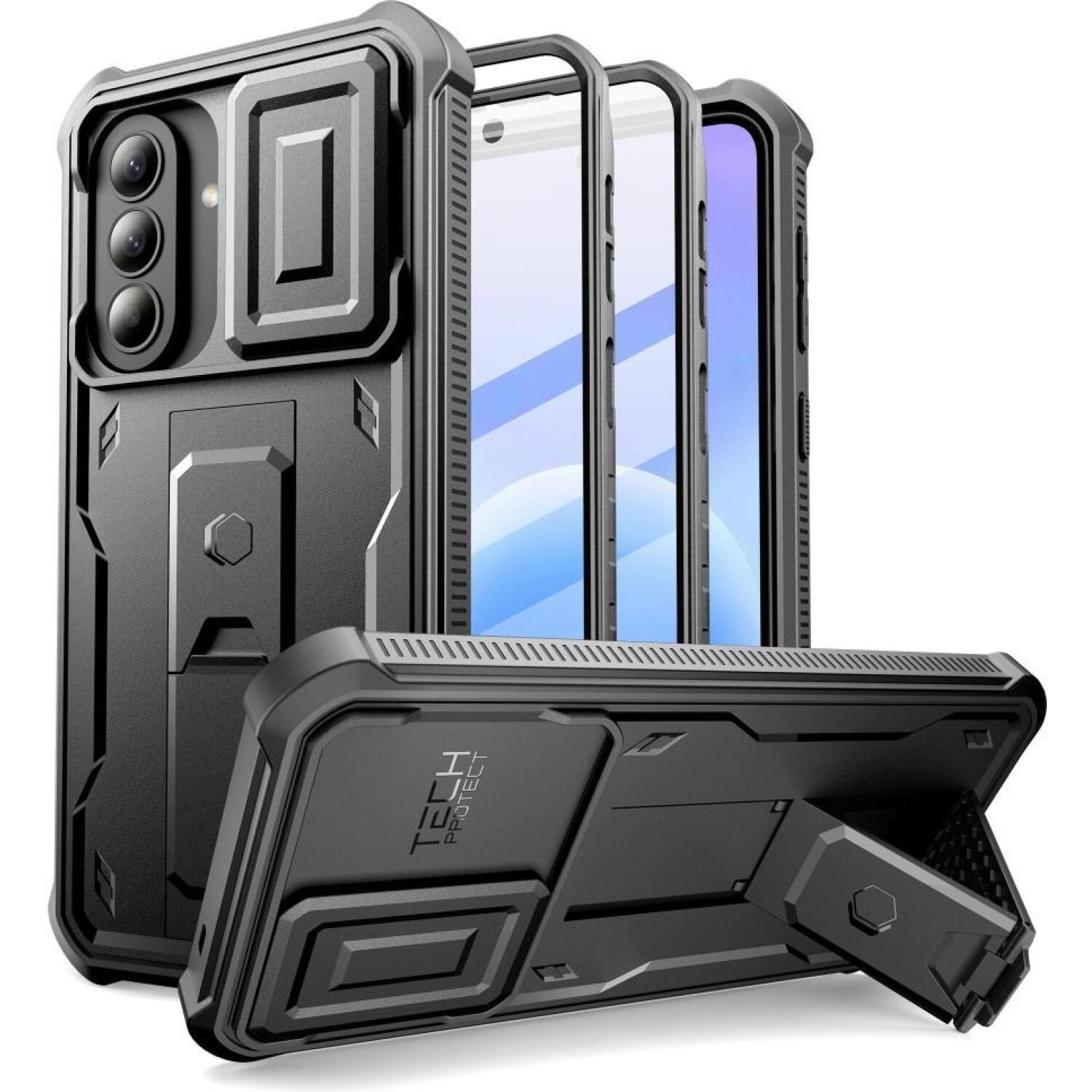 Θήκη Samsung Galaxy A57 Tech-Protect Kevlar Cam Plus Full Body 360° Ανθεκτική με Κάλυμμα για την Κάμερα & KickStand Black