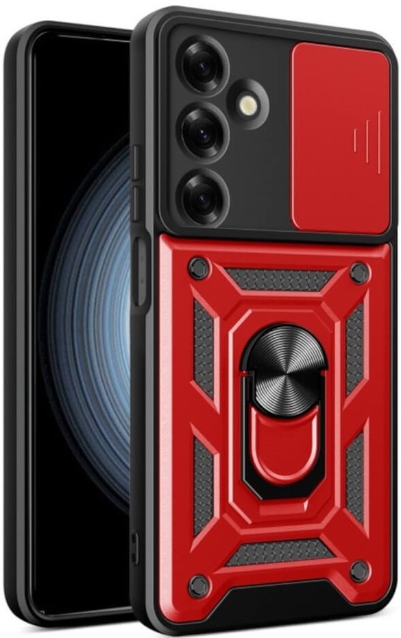 Θήκη Samsung Galaxy M35 Bodycell Armor Slide Ανθεκτική με Κάλυμμα για την Κάμερα & Μεταλλικό Ring Holder - Red (5206015078941)