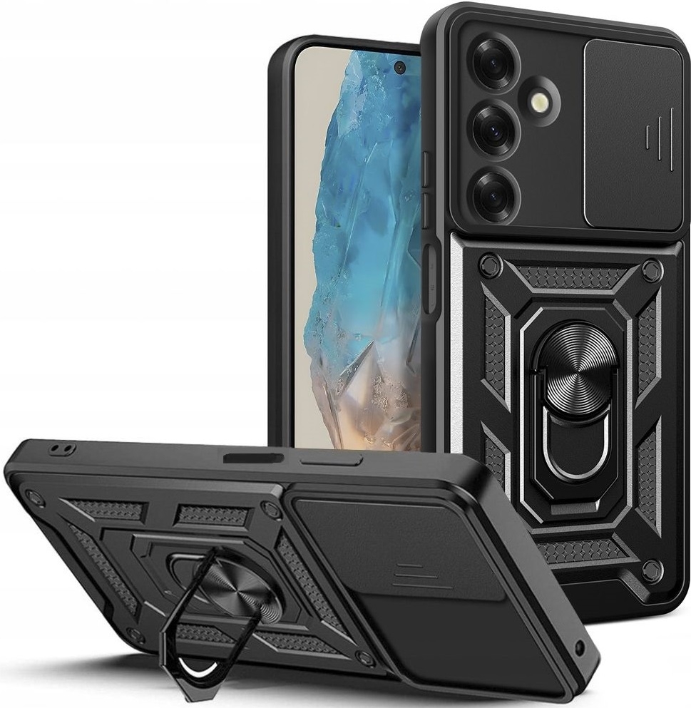 Θήκη Samsung Galaxy M35 - Tech-Protect Camshield Pro Ανθεκτική με Κάλυμμα για την Κάμερα & Μεταλλικό Ring Holder - Black