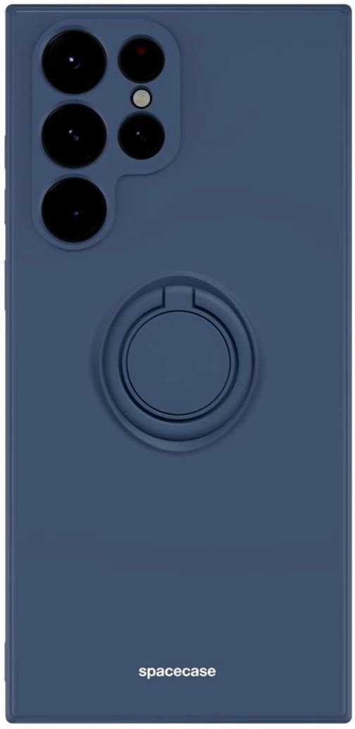 Θήκη Samsung Galaxy S22 Ultra 5G - Spacecase Silicone Ring Σιλικόνης με Μεταλλικό Μαγνητικό Ring Holder - Blue