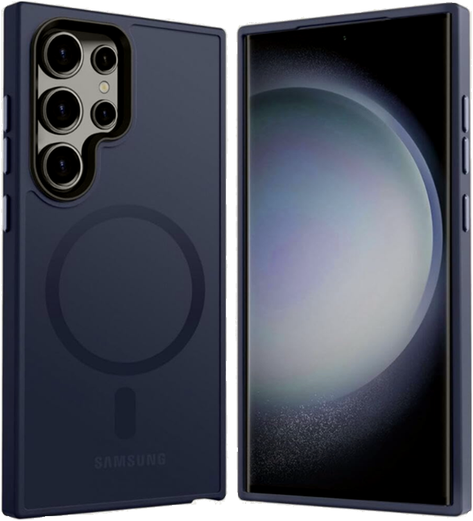 Θήκη Samsung Galaxy S24 Ultra - HappyCase Ημιδιάφανη Σκληρή με MagSafe - Matte Dark Blue 
