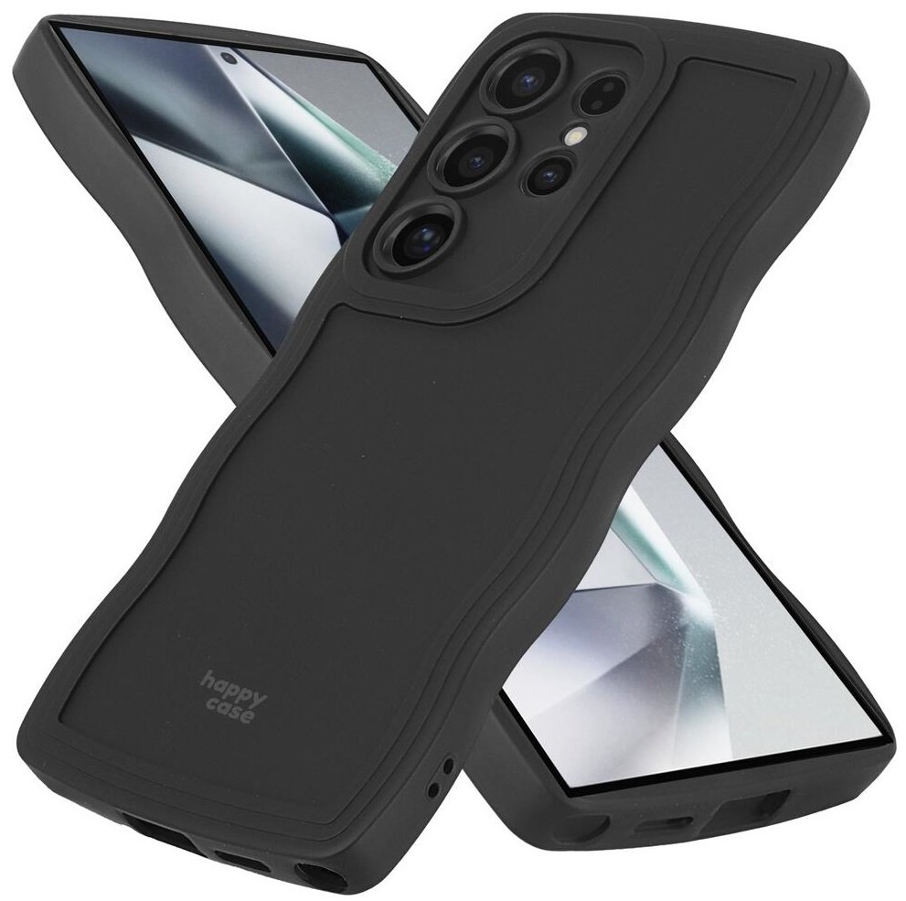 Θήκη Samsung Galaxy S24 Ultra HappyCase Wavy Σιλικόνης Black