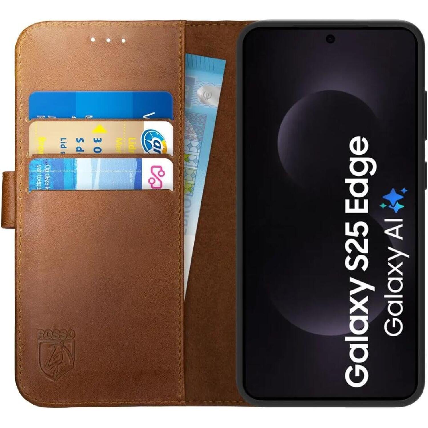 Θήκη Samsung Galaxy S25 Edge Rosso Deluxe Δερμάτινο Πορτοφόλι Brown