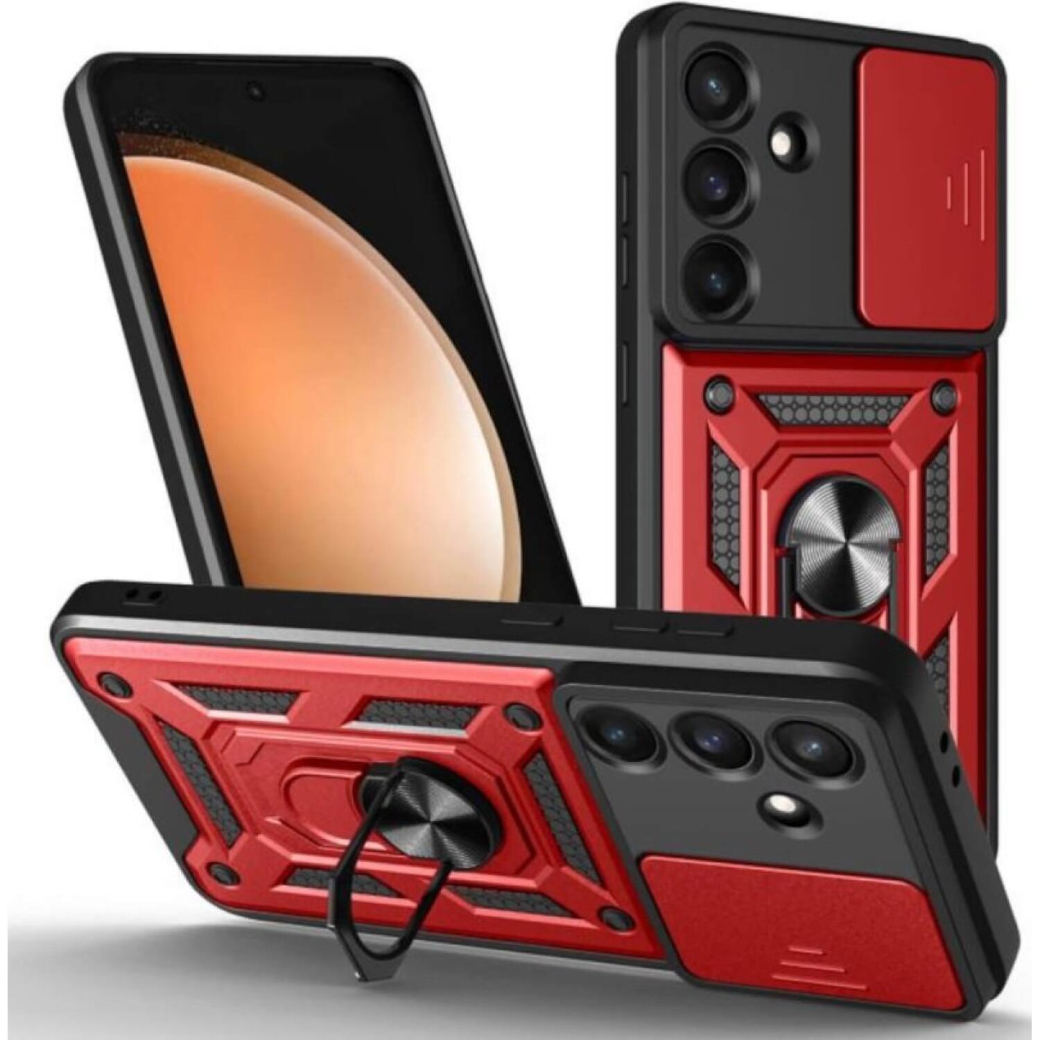 Θήκη Samsung Galaxy S25 FE Bodycell Armor Slide Ανθεκτική με Κάλυμμα για την Κάμερα & Μεταλλικό Ring Holder Red