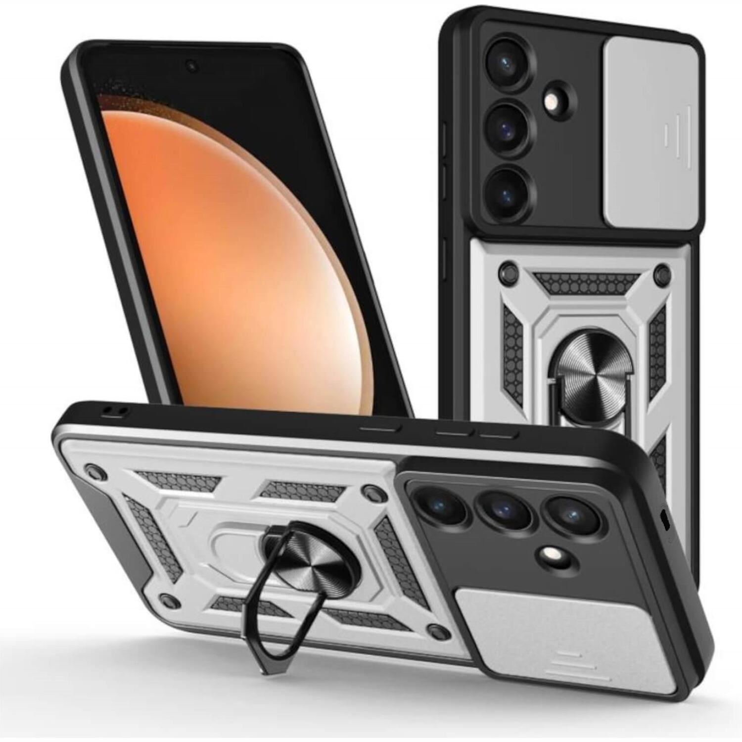 Θήκη Samsung Galaxy S25 FE Bodycell Armor Slide Ανθεκτική με Κάλυμμα για την Κάμερα & Μεταλλικό Ring Holder Silver