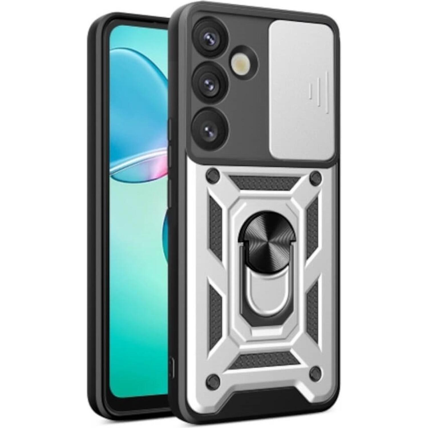 Θήκη Samsung Galaxy S25 Plus Bodycell Armor Slide Ανθεκτική με Κάλυμμα για την Κάμερα & Μεταλλικό Ring Holder Silver