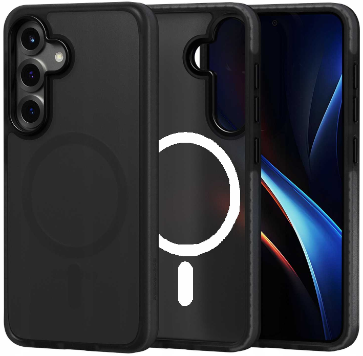 Θήκη Samsung Galaxy S25 Spacecase Hybrid Fusion Mag Ημιδιάφανη Σκληρή με MagSafe Black