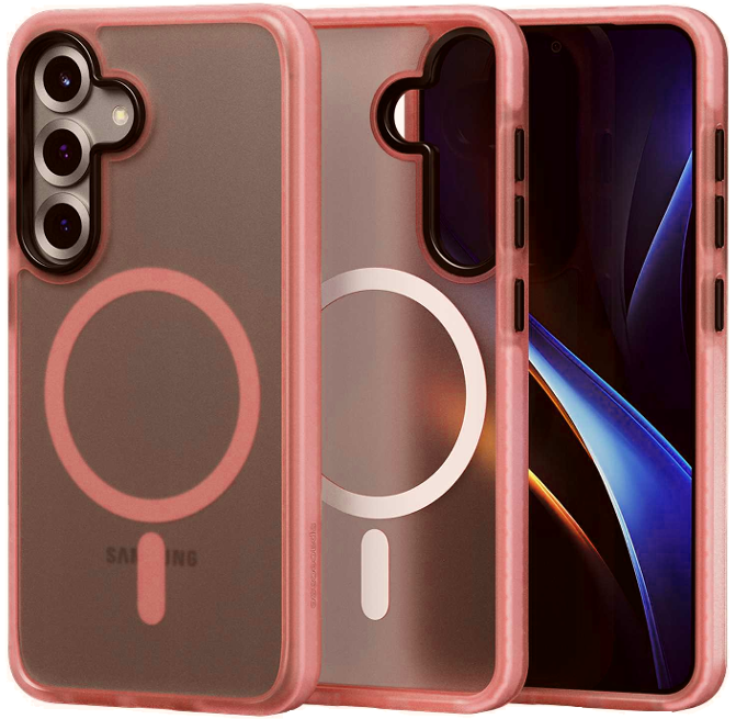 Θήκη Samsung Galaxy S25 Spacecase Hybrid Fusion Mag Ημιδιάφανη Σκληρή με MagSafe Pink