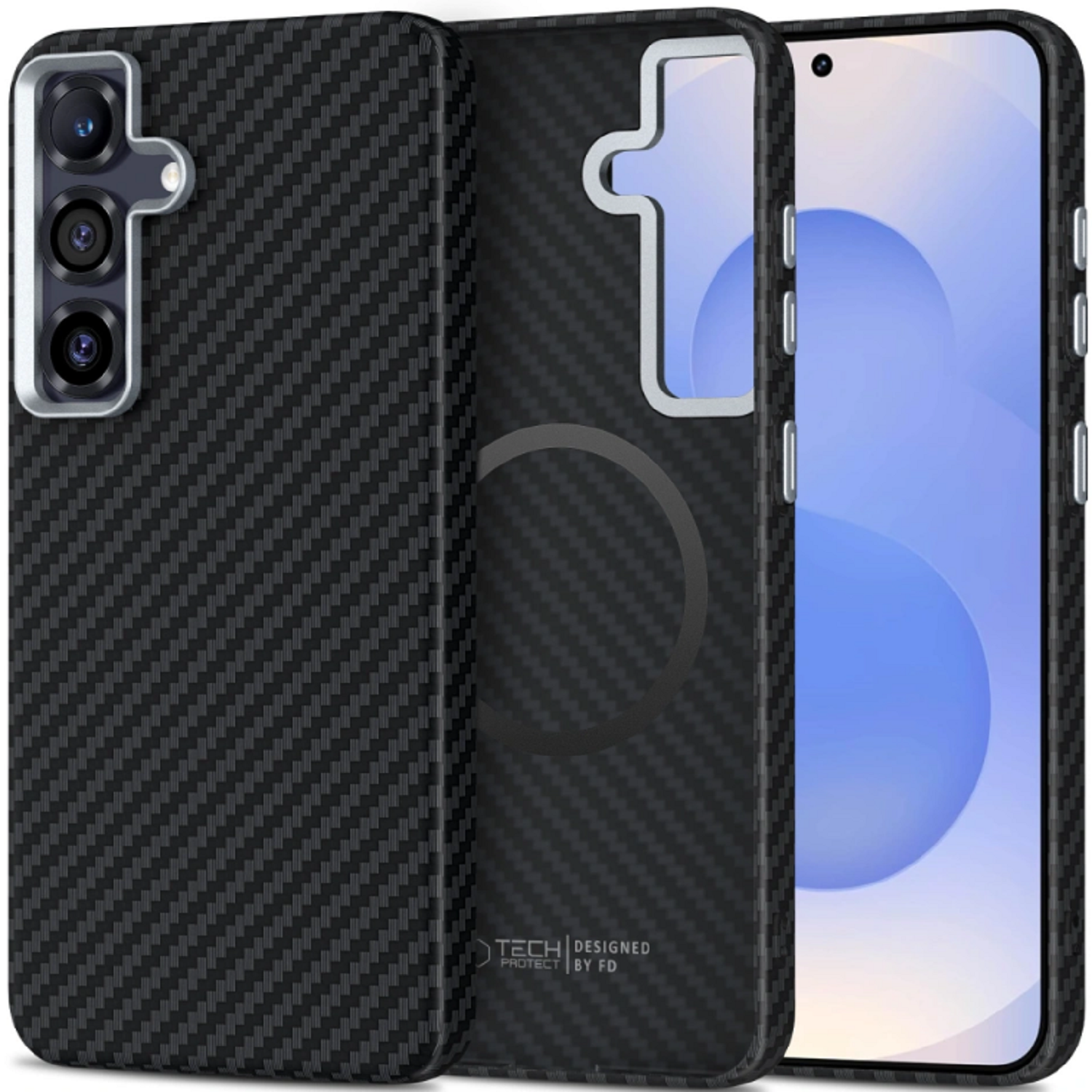 Θήκη Samsung Galaxy S25 Tech-Protect Ion Carbon Σκληρή με MagSafe Black / Silver