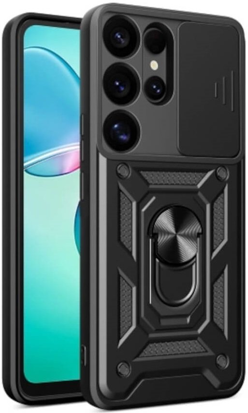 Θήκη Samsung Galaxy S25 Ultra Bodycell Armor Slide Ανθεκτική με Κάλυμμα για την Κάμερα & Μεταλλικό Ring Holder Black