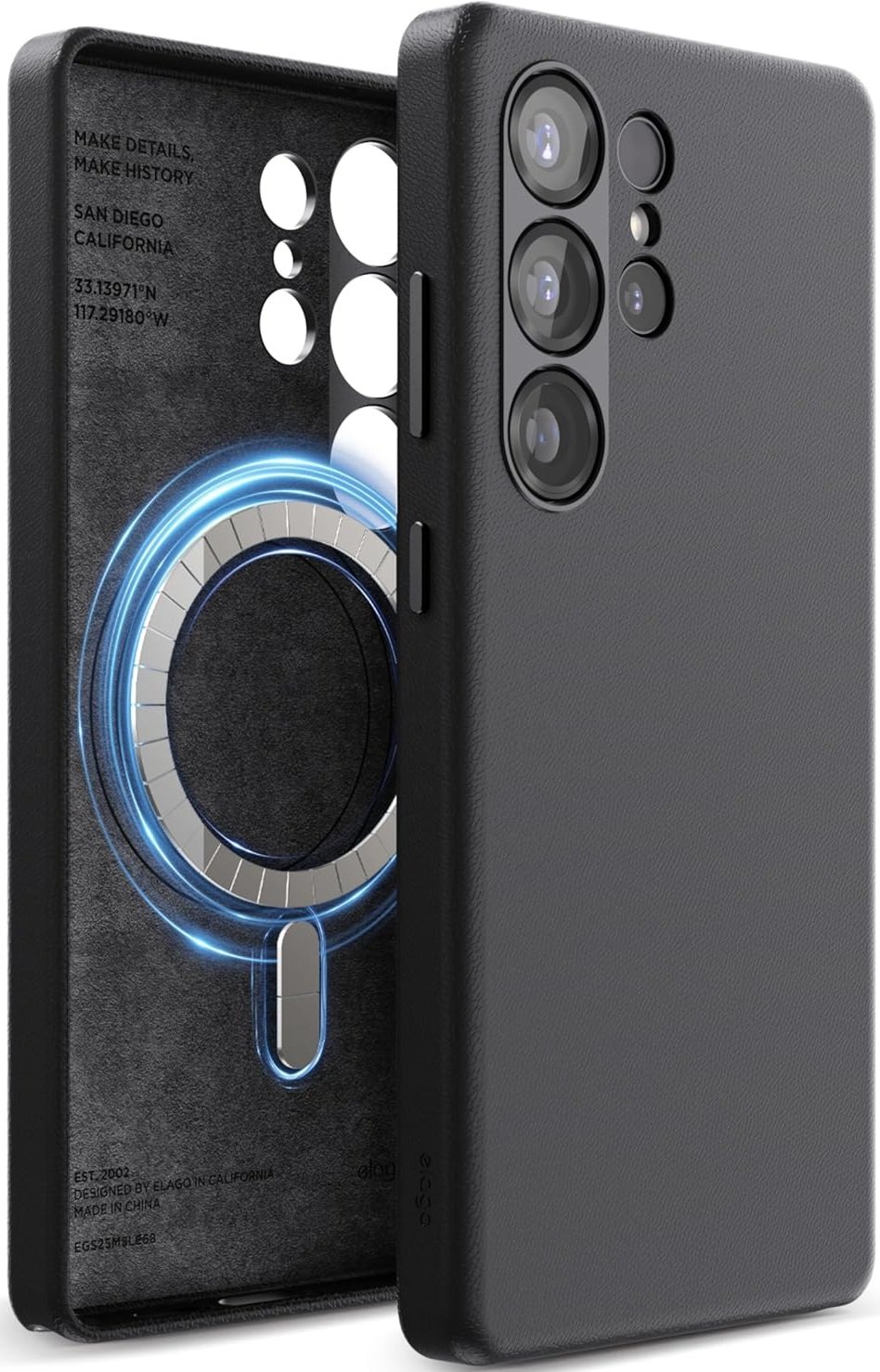 Θήκη Samsung Galaxy S25 Ultra Elago Magnetic Leather από Vegan Δέρμα με MagSafe Black