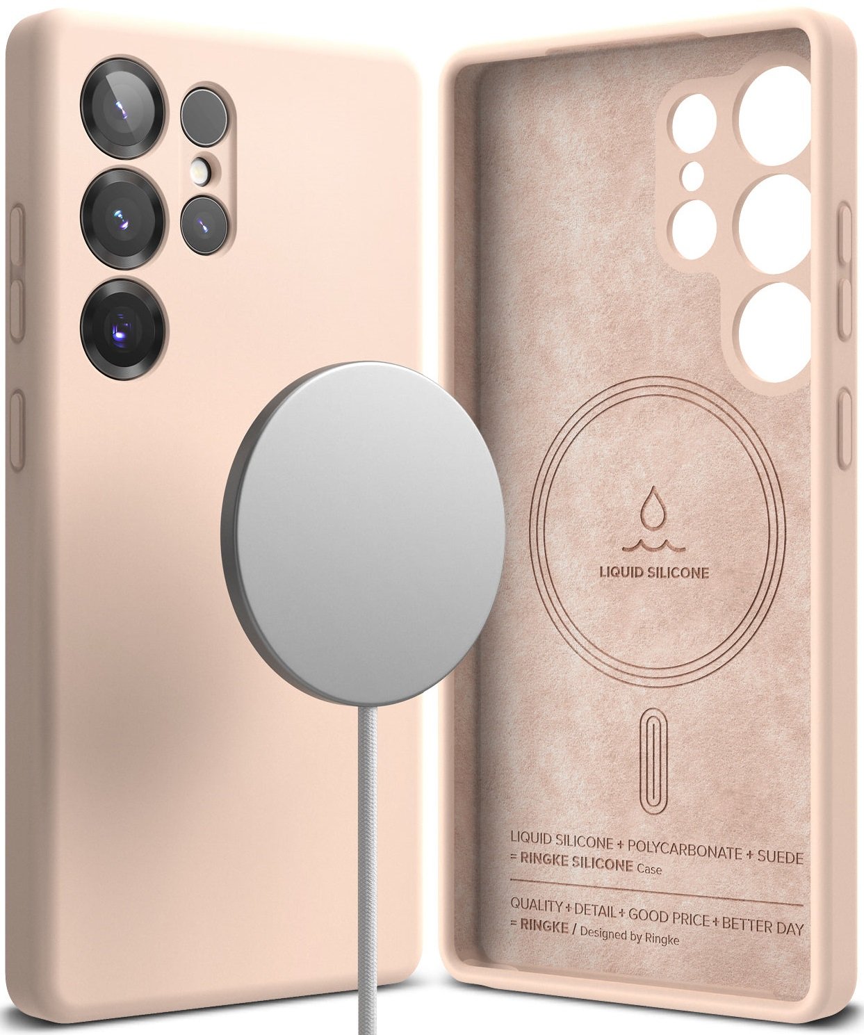 Θήκη Samsung Galaxy S25 Ultra Ringke Silicone Magnetic Ανθεκτική Σιλικόνης με MagSafe Pink Sand