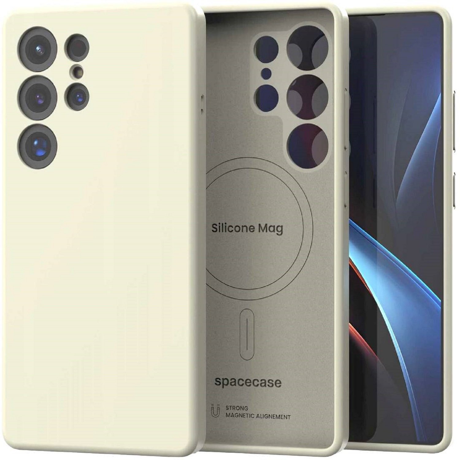 Θήκη Samsung Galaxy S25 Ultra Spacecase Silicone Magnetic Case Σιλικόνης με MagSafe Beige