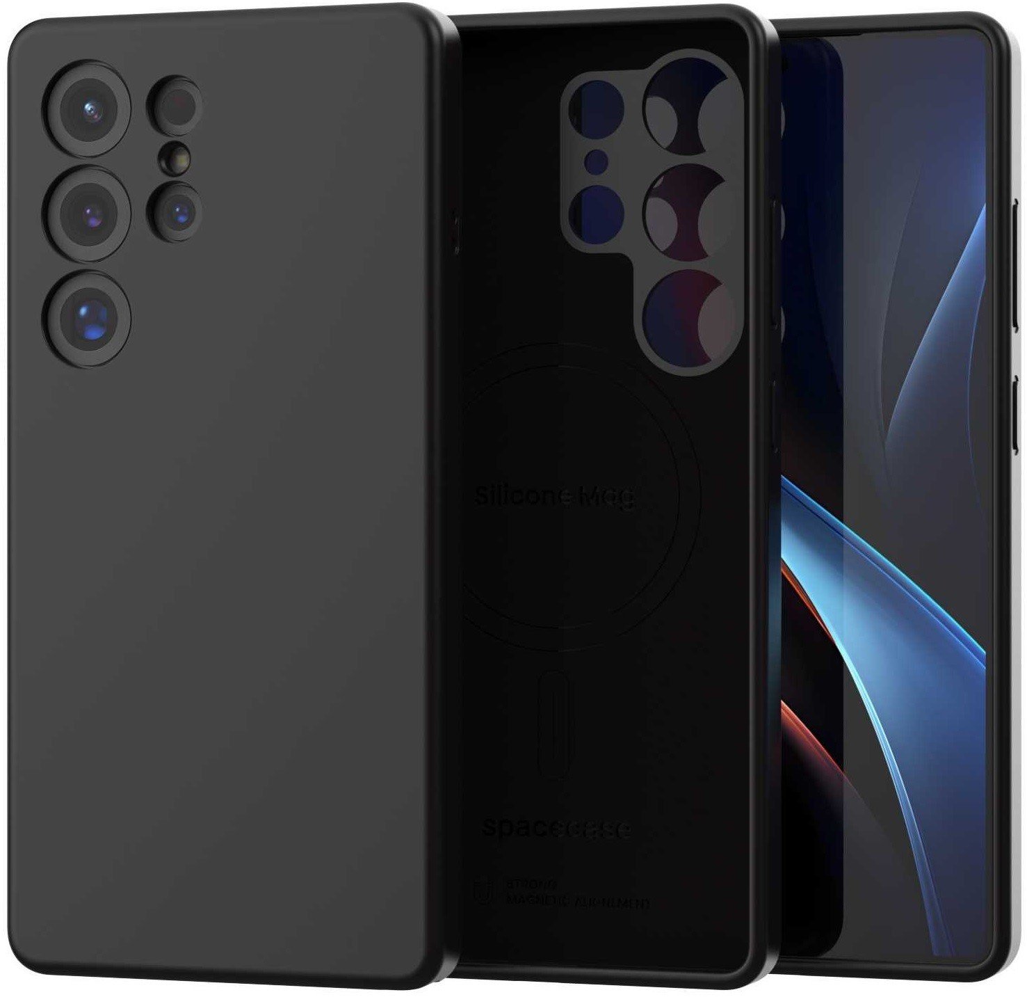 Θήκη Samsung Galaxy S25 Ultra Spacecase Silicone Magnetic Case Σιλικόνης με MagSafe Black