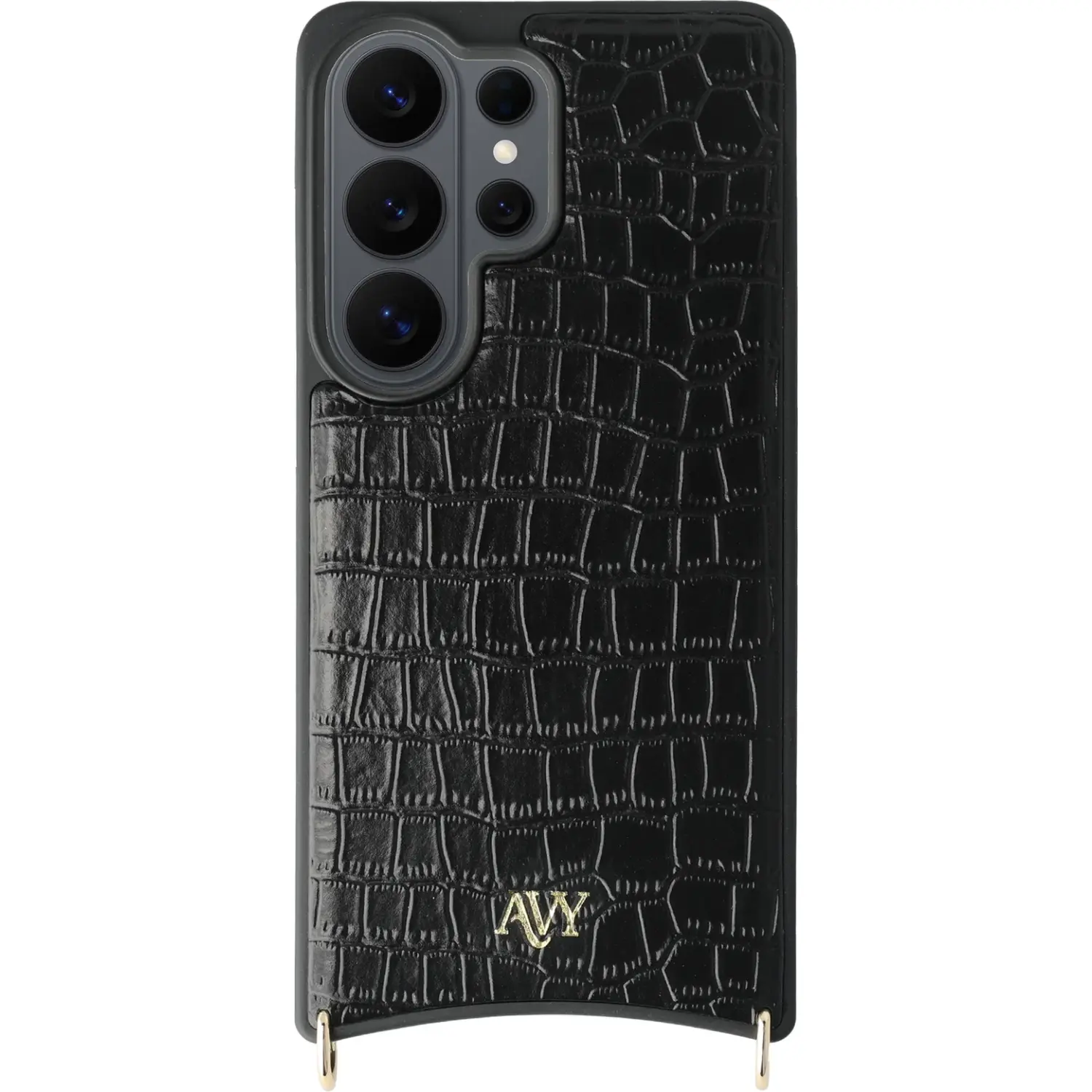 Θήκη Samsung Galaxy S26 Ultra Avy Case with Lanyard Hooks Δερμάτινη με MagSafe & Υποδοχές για Λουράκι Leather Croco Black