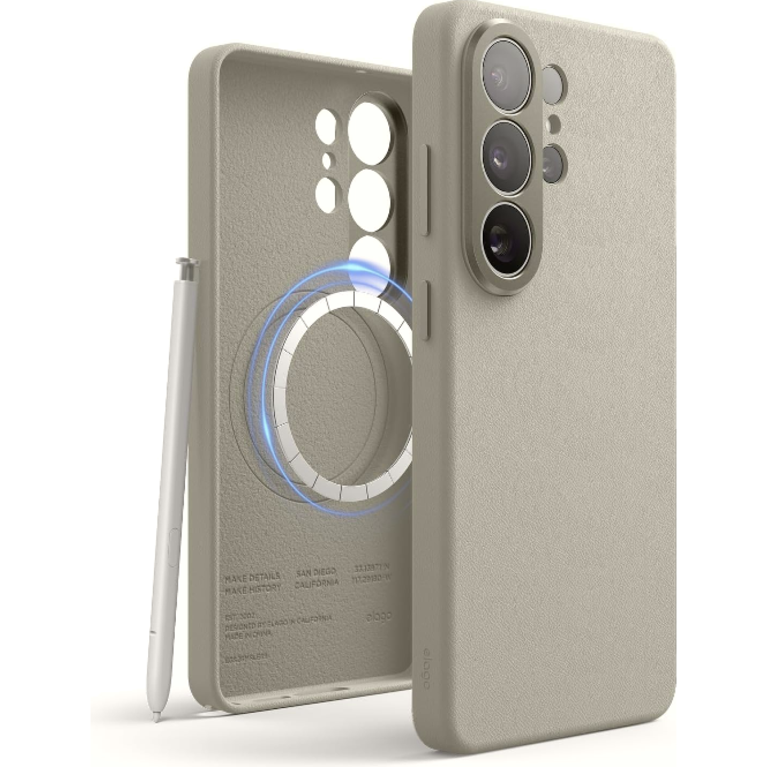 Θήκη Samsung Galaxy S26 Ultra Elago Magnetic Leather από Vegan Δέρμα με MagSafe Light Grey