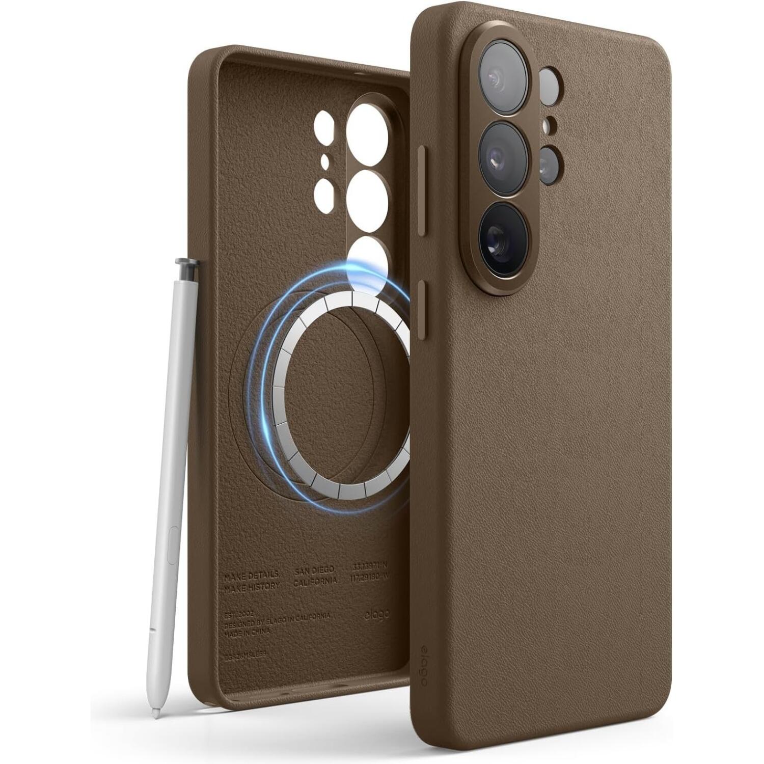 Θήκη Samsung Galaxy S26 Ultra Elago Magnetic Leather από Vegan Δέρμα με MagSafe Taupe