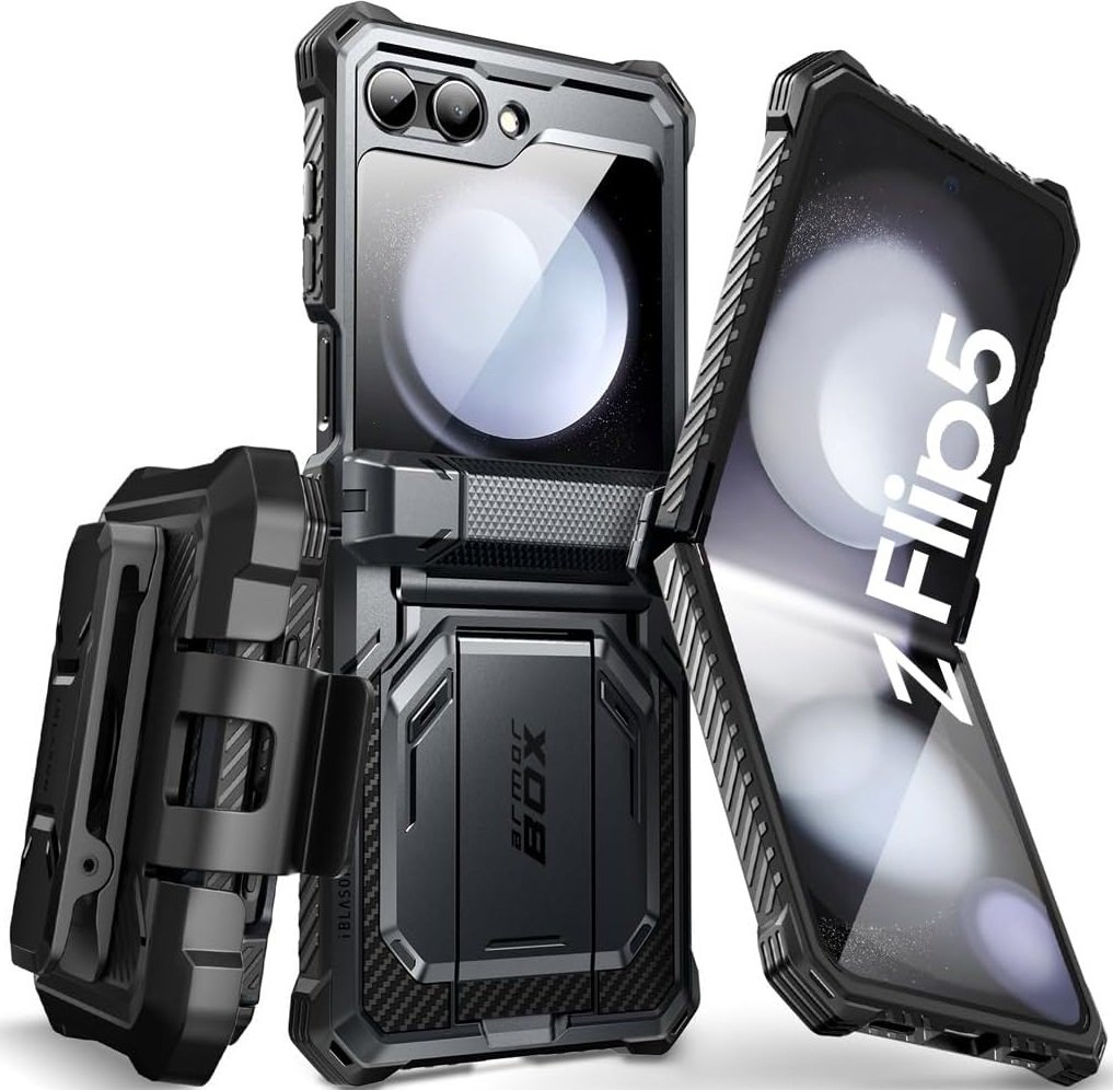 Θήκη Samsung Galaxy Z Flip5 Supcase i-Blason Armorbox Ανθεκτική με Κλιπ Ζώνης & Kickstand Black