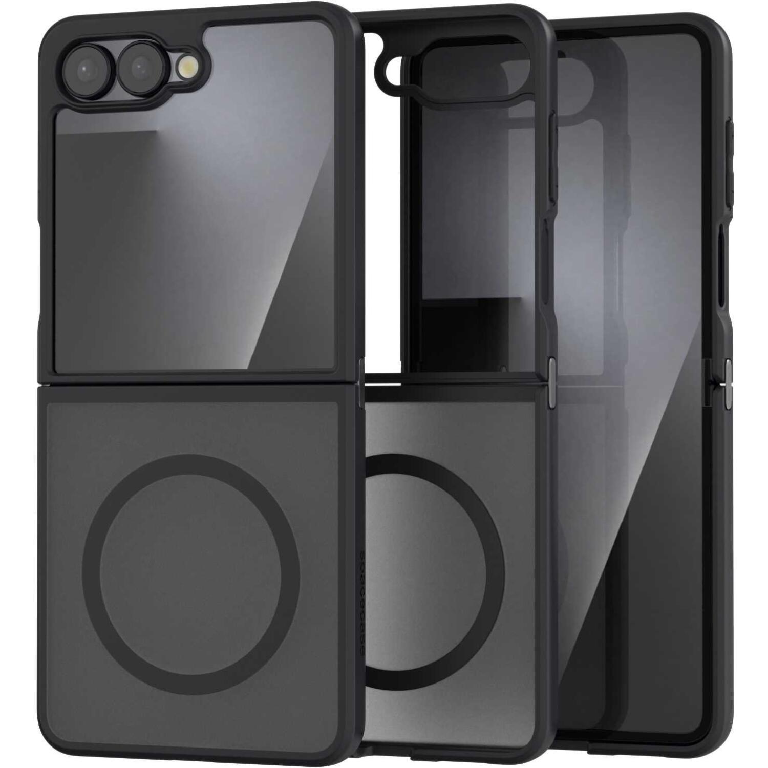 Θήκη Samsung Galaxy Z Flip7 Spacecase Hybrid MagSafe Σκληρή Ημιδιάφανη με MagSafe Black