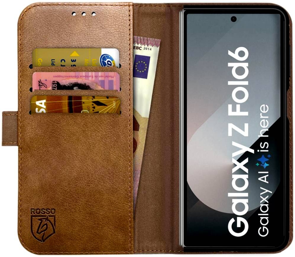 Θήκη Samsung Galaxy Z Fold6 - Rosso Deluxe Δερμάτινη Πορτοφόλι - Brown