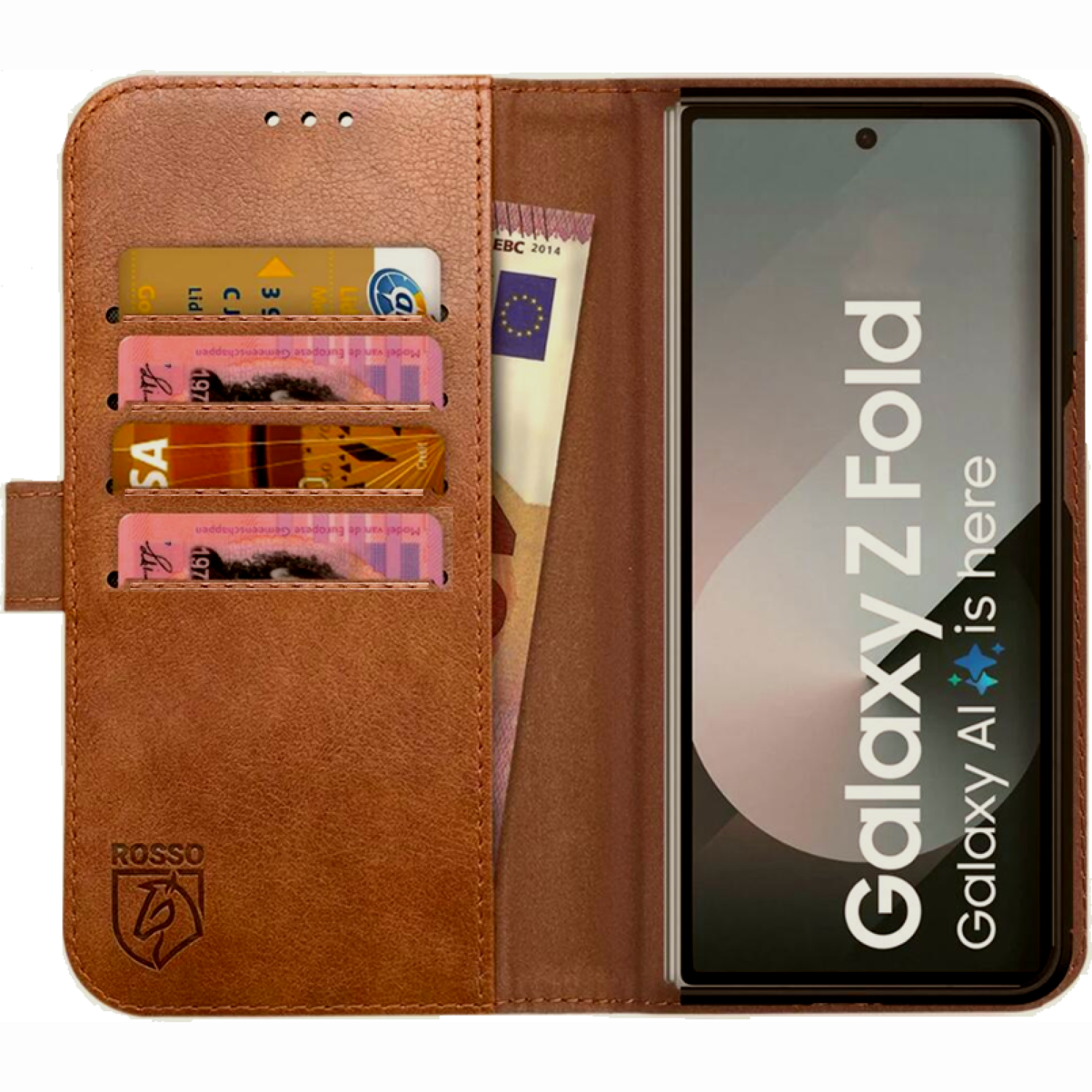 Θήκη Samsung Galaxy Z Fold7 Rosso Deluxe Δερμάτινη Πορτοφόλι Brown