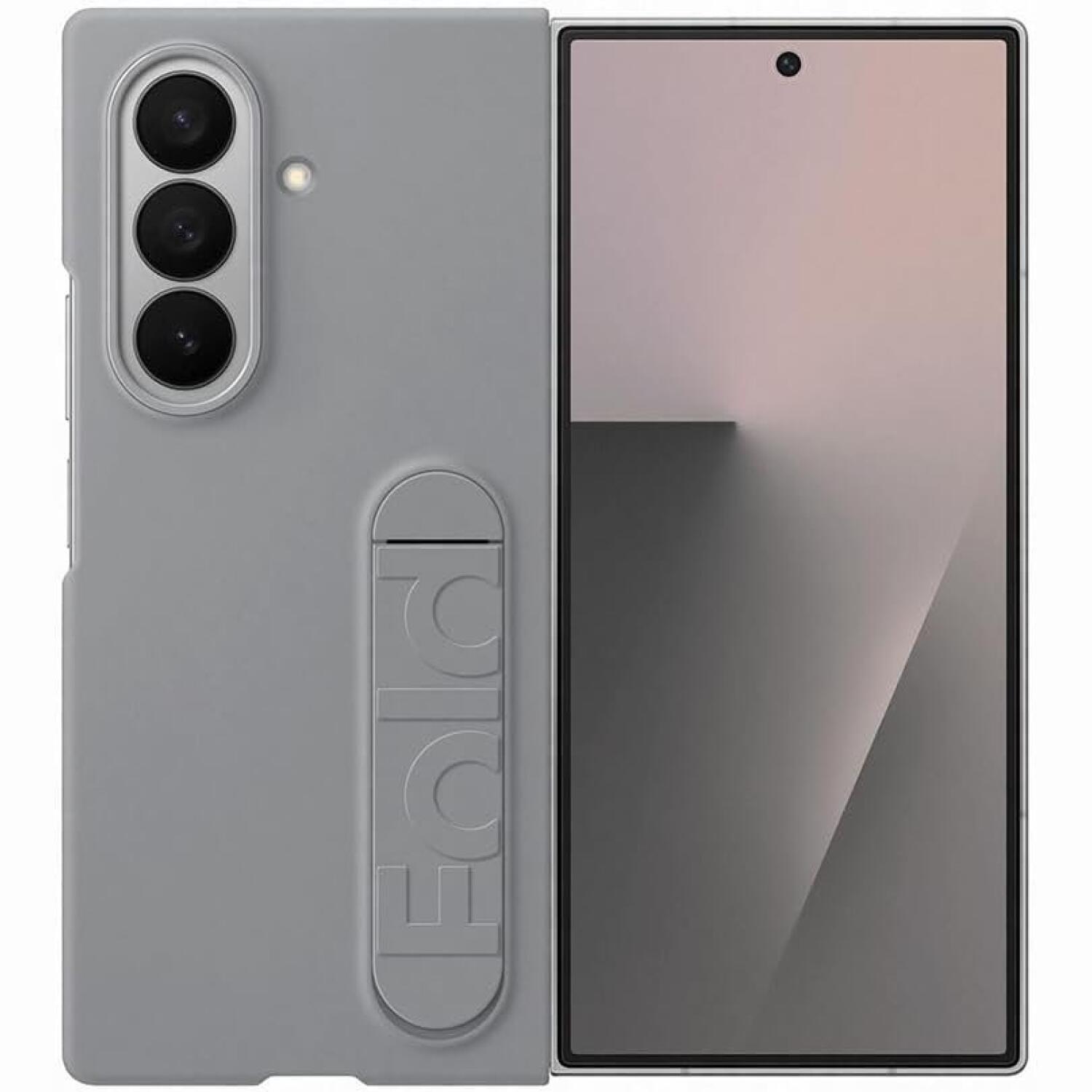 Θήκη Samsung Galaxy Z Fold7 Official Samsung Silicone Case Σιλικόνης με KickStand & Μεμβράνη Προστασίας Οθόνης Gray