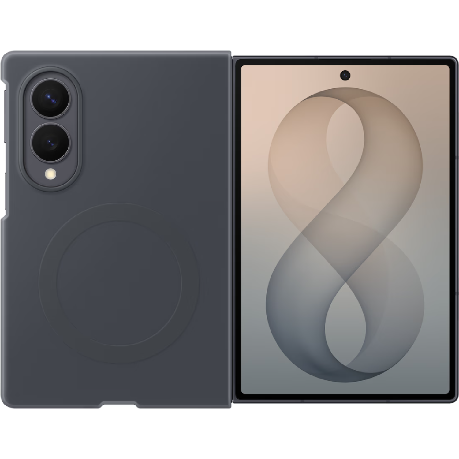 Θήκη Samsung Galaxy Z Fold8 Official Samsung Silicone Magnet Case Σιλικόνης με 2 x Aντιανακλαστικές Μεμβράνες Προστασίας Οθόνης Graphite 