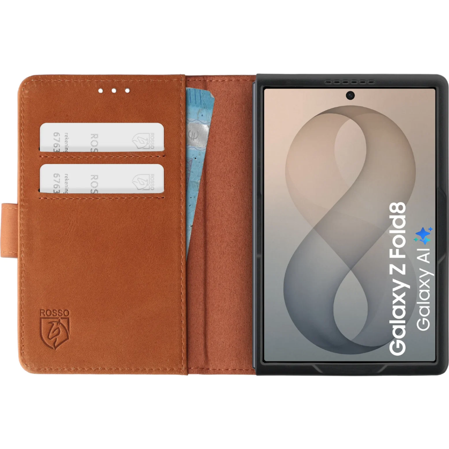 Θήκη Samsung Galaxy Z Fold8 Rosso Deluxe Δερμάτινο Πορτοφόλι Brown
