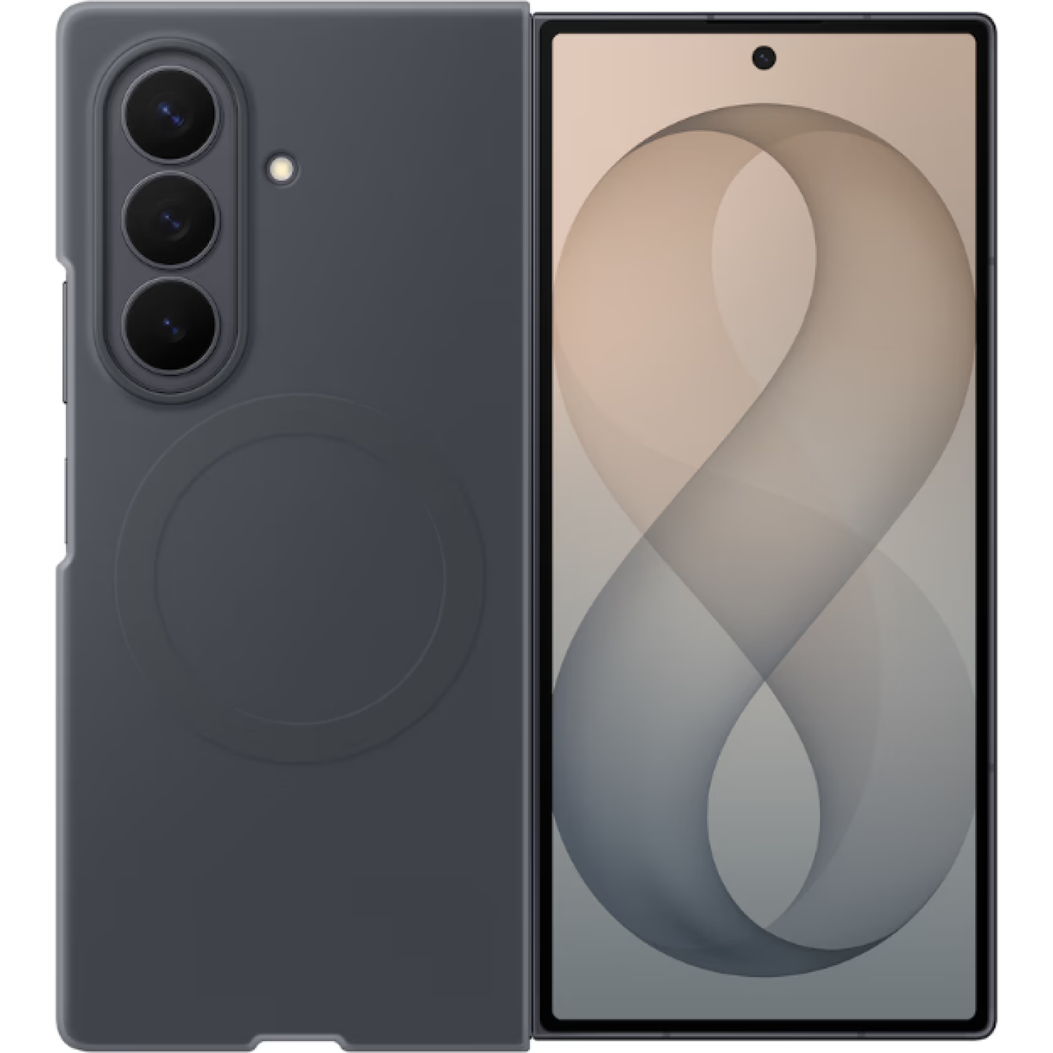 Θήκη Samsung Galaxy Z Fold8 Ultra Official Samsung Silicone Magnet Case Σιλικόνης με 2 x Aντιανακλαστικές Μεμβράνες Προστασίας Οθόνης Black